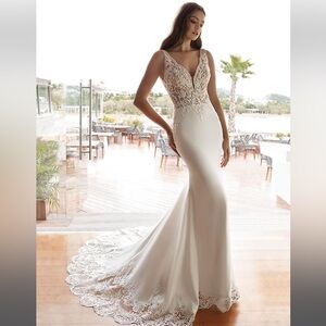 Ivory Sheer Lace Wedding Dress